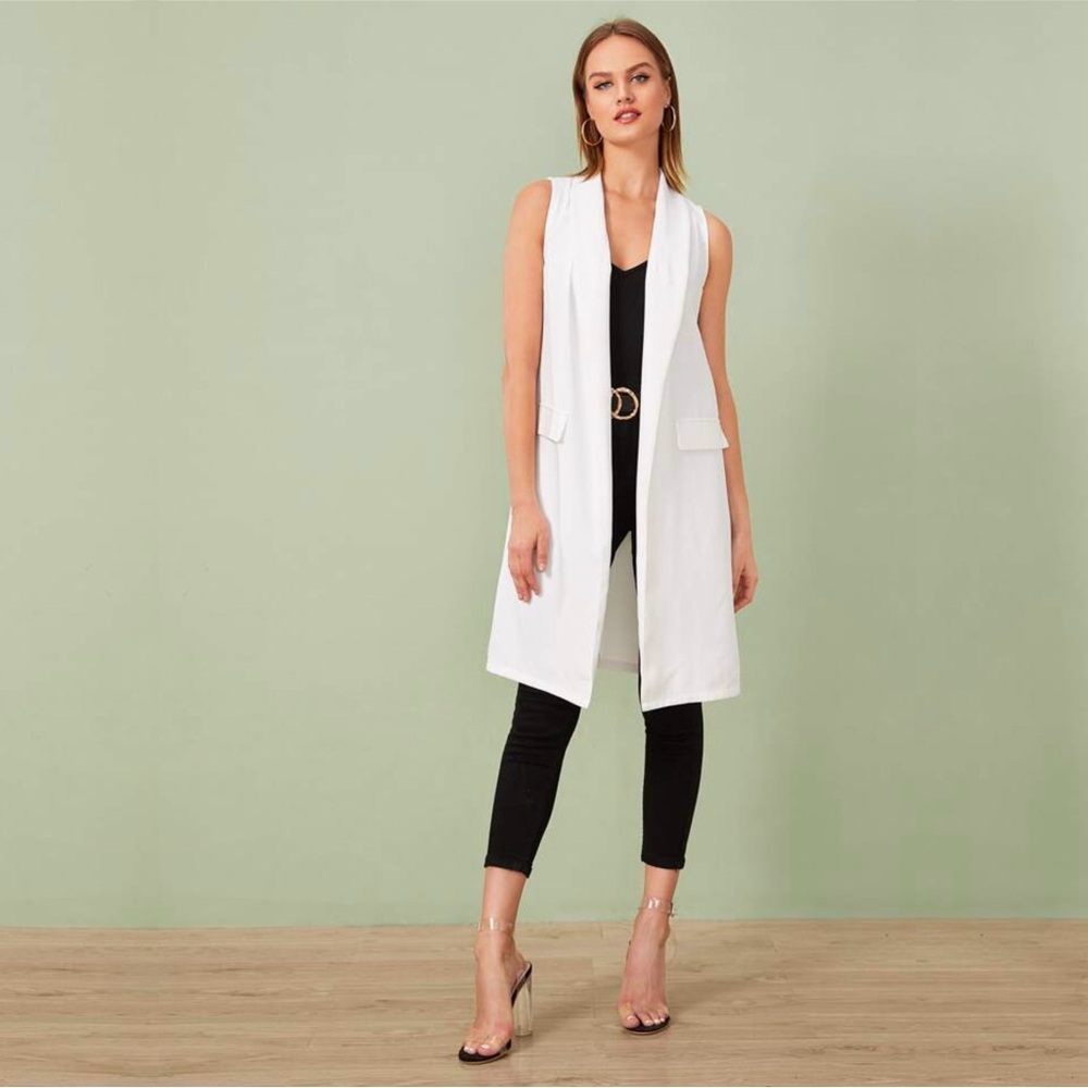 Privé Shawl Collar Longline Vest Blazer
Color: White - Picture 3 of 9